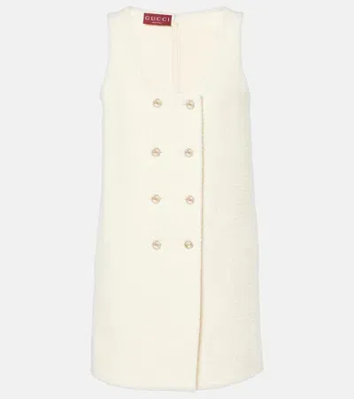 Gucci Wool-blend Bouclé Minidress In White