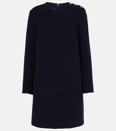 Gucci Wool-blend Bouclé Sweater Dress In Blue