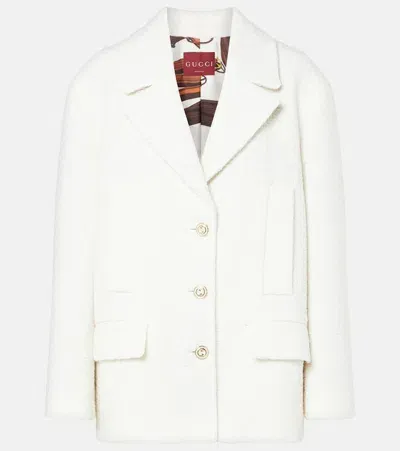 Gucci Wool-blend Tweed Jacket In White