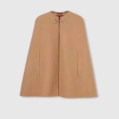 Gucci Wool Cashmere Cape In Brown