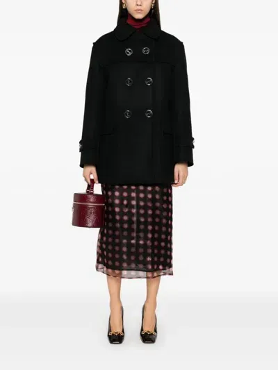 Gucci Wool Coat In Black