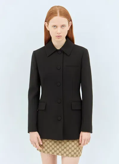 Gucci Wool Crepe Jacket In Black