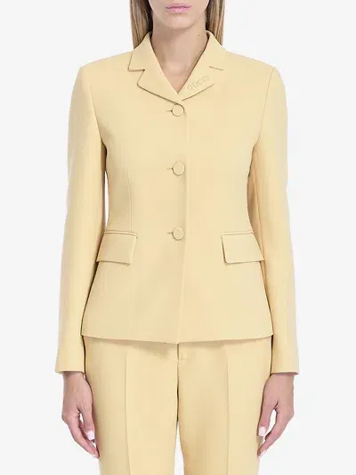 Gucci Wool Crepe Jacket In Yellow