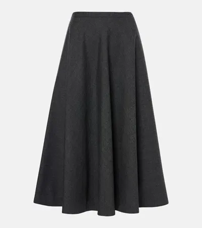 Gucci Wool Midi Skirt In Medium Grey/mix