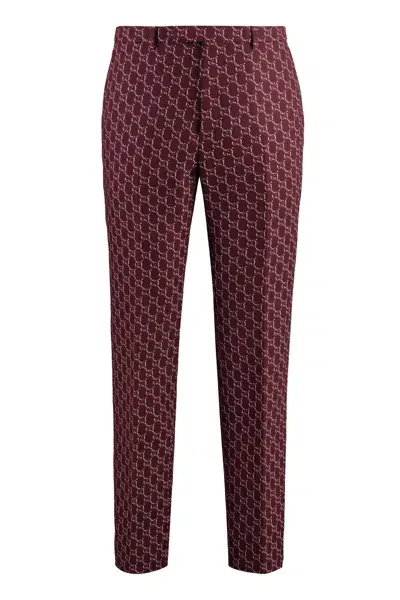 Gucci Wool Trousers In Brown