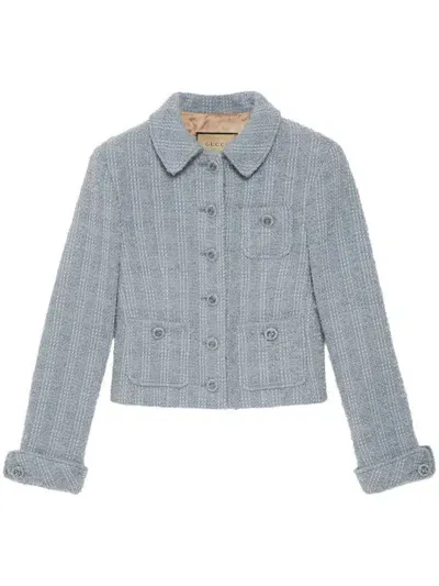 Gucci Tweed Jacket In Blue