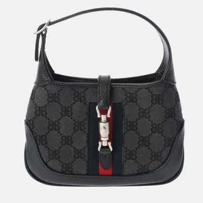 Pre-owned Gucci X Balenciaga Black Calfskin The Hacker Project Jackie Shoulder Bag