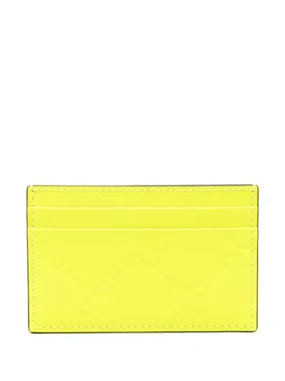 Gucci Gg Monogram Leather Cardholder In Yellow