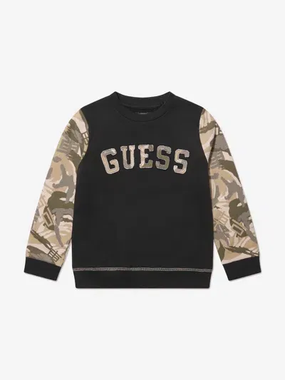 Guess Babies' Logo-appliqué Cotton Sweatshirt In Black