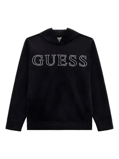 Guess Kids' Logo-embellished Hoodie In Black