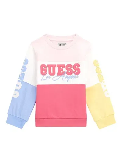 Guess Kids' Logo-embroidered Sweatshirt In Pink