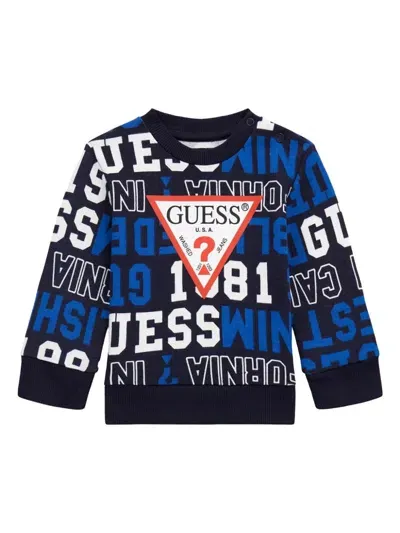 Guess Kids' Logo-print Sweatshirt In Blue