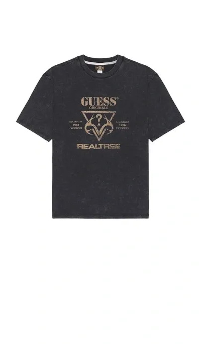 Guess Originals Realtree Logo Tee In Jet Black Multi