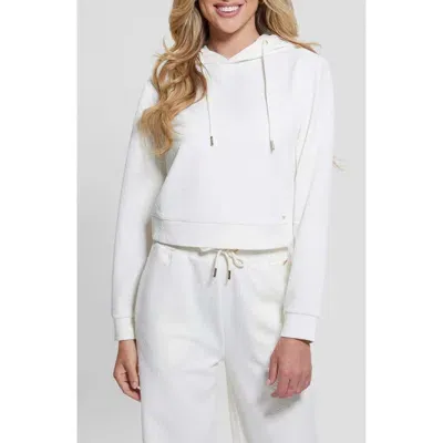 Guess Peony Jacquard Logo Crop Hoodie In Peony Dove White Aop