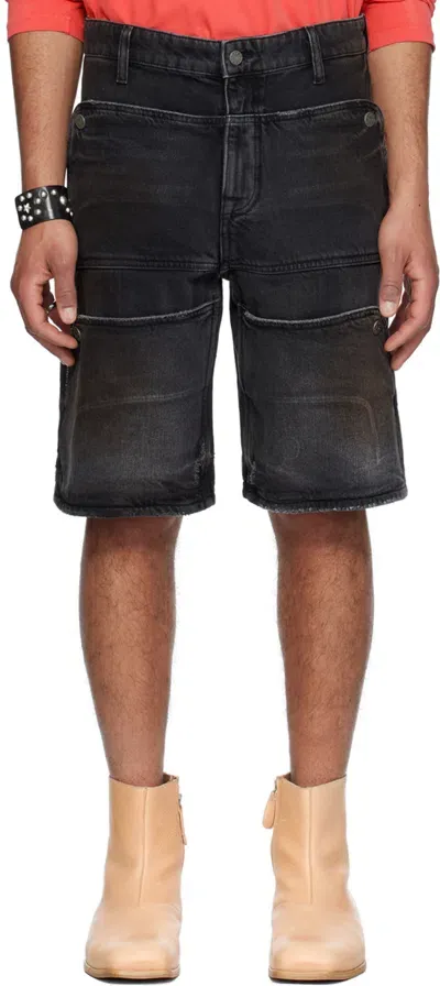 Guess Usa Black Faded Denim Shorts In Guab Gusa Aged Black