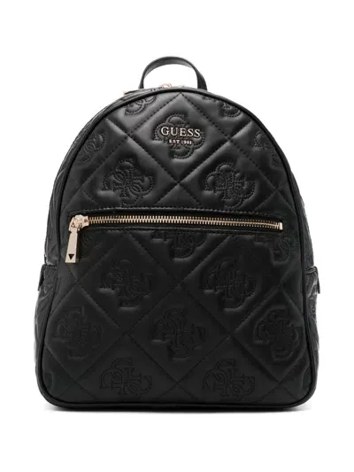 Guess Usa Logo-embroidered Backpack In Black