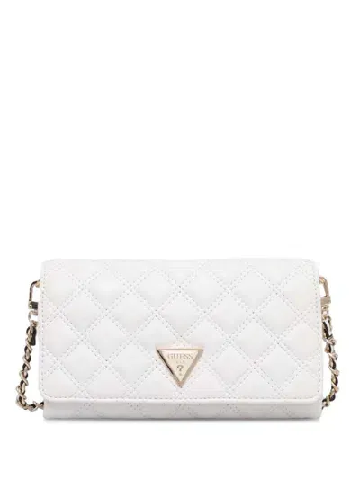 Guess Usa Logo-plaque Clutch Bag In 白色