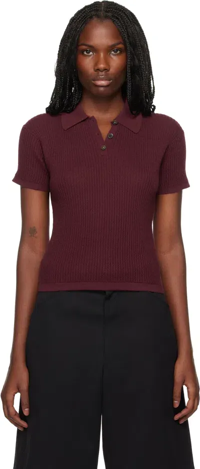 Guest In Residence Burgundy Shrunken Polo In Plu Plum