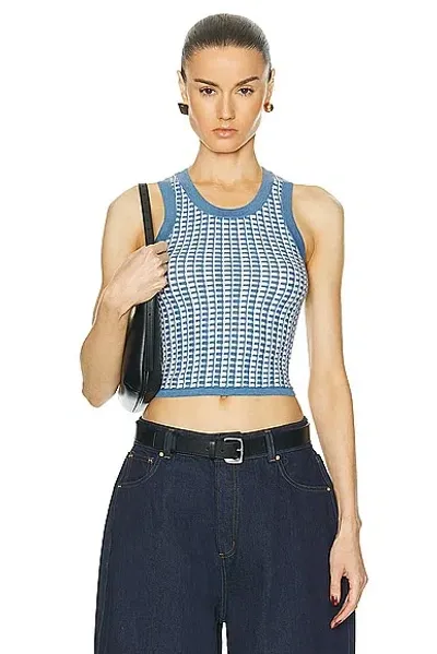 Guest In Residence Gingham-pattern Crop Top In Dbcr Denim Blue Cream