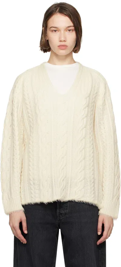 Guest In Residence Off-white Mia V Sweater In Cre Cream