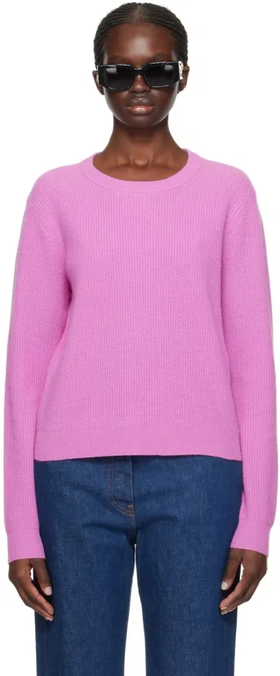 Guest In Residence Pink Light Rib Sweater In Fuschia