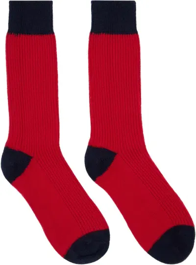 Guest In Residence The Soft Cashmere Socks In True Red & Midnight