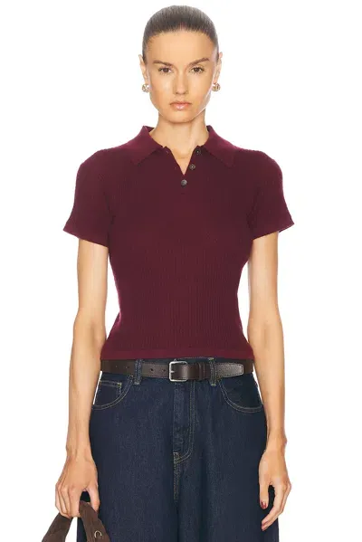 Guest In Residence Shrunken Cashmere Polo Top In Plum