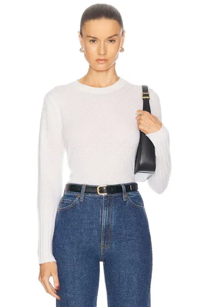 Guest In Residence Shrunken Pointelle Crew Cashmere Sweater In Cream