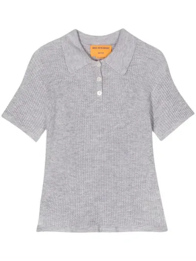 Guest In Residence Shrunken Cashmere Polo Top In Grey