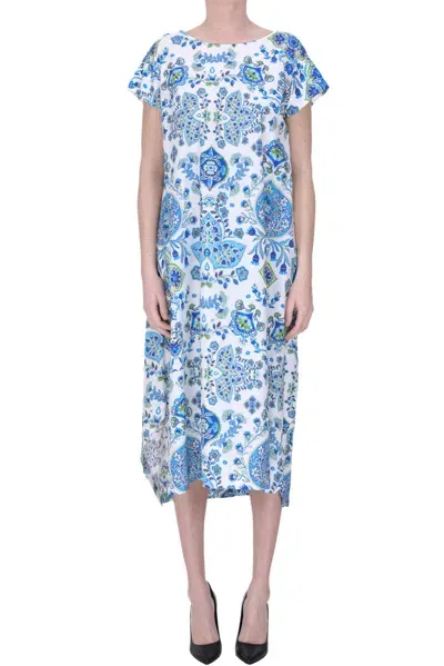 Guglielminotti Cotton Wide Dress In Blue