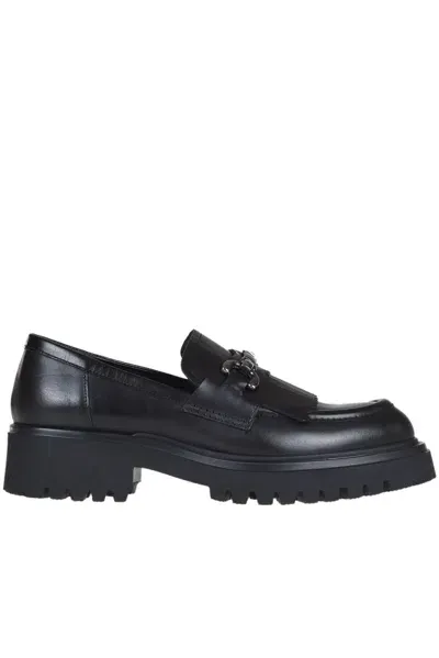 Guglielmo Rotta Brushed Leather Mocassins In Black