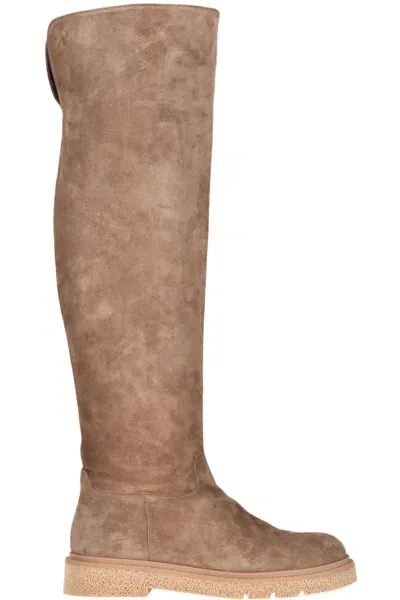 Guglielmo Rotta High Leg Suede Boots In Brown