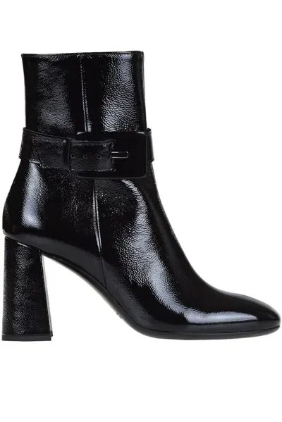 Guglielmo Rotta Patent Leather Ankle Boots In Black