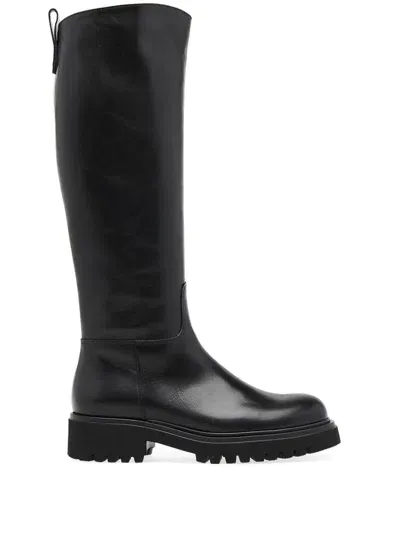 Guglielmo Rotta Warth Tall Leather Boots In Black