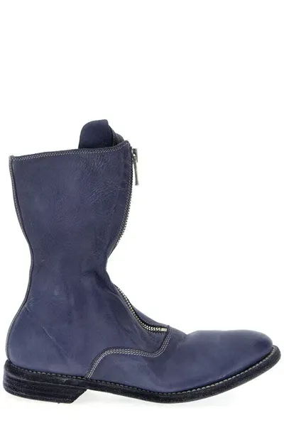 Guidi 310 Horse Zip Detailed Ankle Boots In Purple