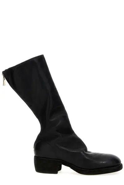 Guidi Back Zipped Ankle Boots In Black