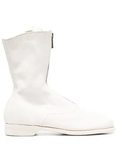 Guidi Front Zipper Boots Shoes In White