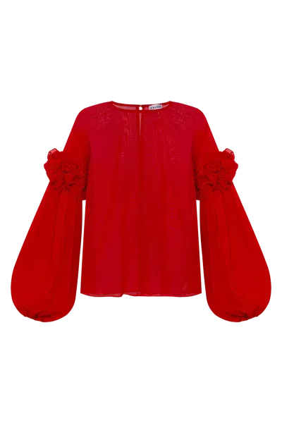 Guranda Red Blouse With Flower