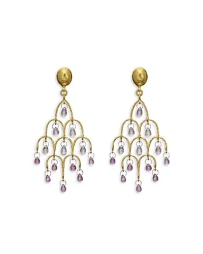 Gurhan 22k Gold Pink Sapphire Briolette Chandelier Earrings