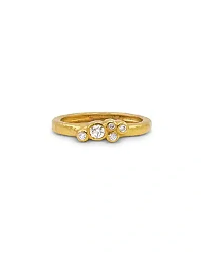 Gurhan 22k Yellow Gold Pointelle Diamond Bezel Cluster Stacking Ring