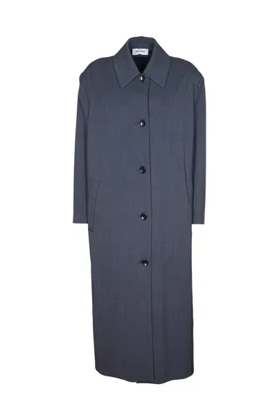 Hache Long Buttoned Dress In Blue