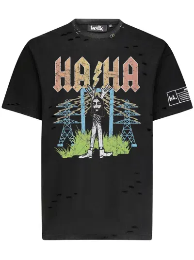 Haculla Feelin Electric Cotton T-shirt In Black