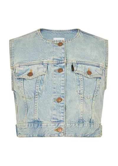 Haikure Judy Cropped Denim Vest In Blue