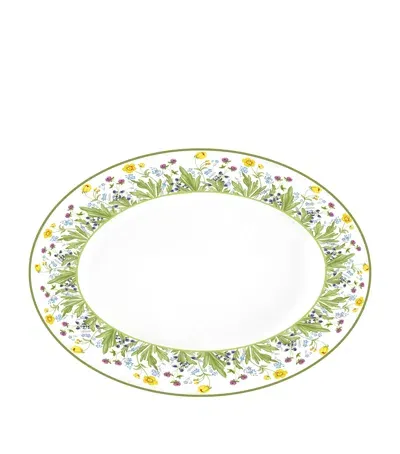 Halcyon Days Highgrove Wildflower Oval Platter In Green