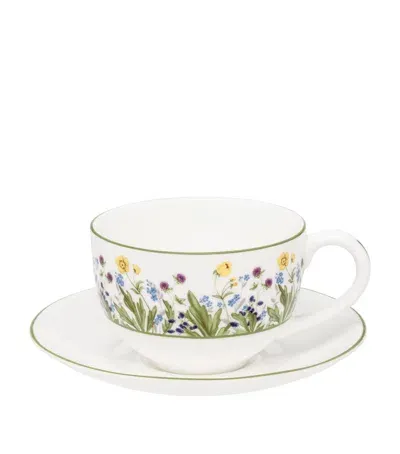 Halcyon Days Highgrove Wildflower Teacup And Saucer Set In White