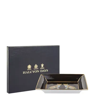 Halcyon Days Leopard Trinket Tray In Black