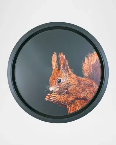 Halcyon Days Woodland Wildlife Squirrel Birchwood Tray In Green