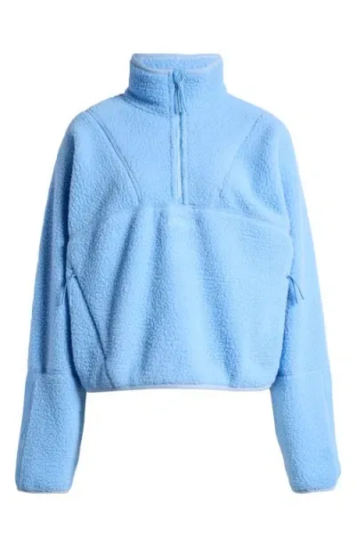 Halfdays Pieper Water Repellent Recycled Polyester Fleece Quarter Zip Top In Forget Me Not