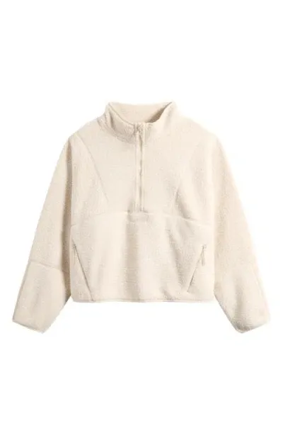 Halfdays Pieper Water Repellent Recycled Polyester Fleece Quarter Zip Top In Oat Milk