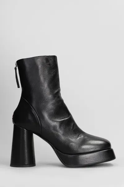 Halmanera Baron High Heels Boots In Black Leather In Marrone